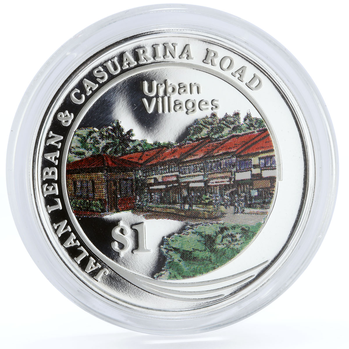 Singapore set of 5 coins Urban Villages Landscapes colored silver coins 2005