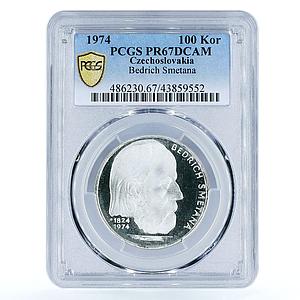 Czechoslovakia 100 korun Composer Bedrich Smetana PR67 PCGS silver coin 1974