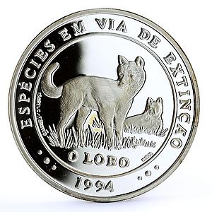 Portugal 1000 escudos Ibero America Wolf Fauna Animals proof silver coin 1994