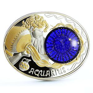 Macedonia 10 denars Zodiac Signs series Aquarius 3D silver coin 2015