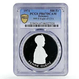 Benin Dahomey 500 francs Independence Oueme Woman PR67 PCGS silver coin 1971
