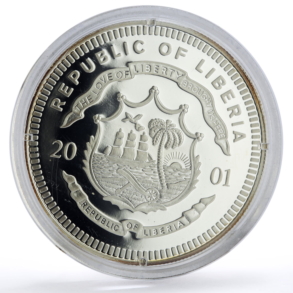 Liberia 20 dollars Trains Railway Locomotive Borsig 05002 silver coin 2001