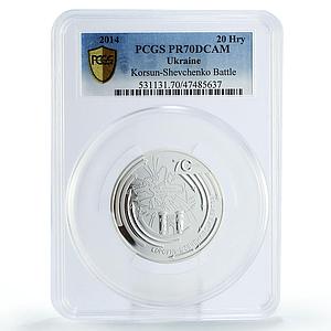 Ukraine 20 hryvnias 70 Years Korsun Shevchenko Battle PR70 PCGS silver coin 2014