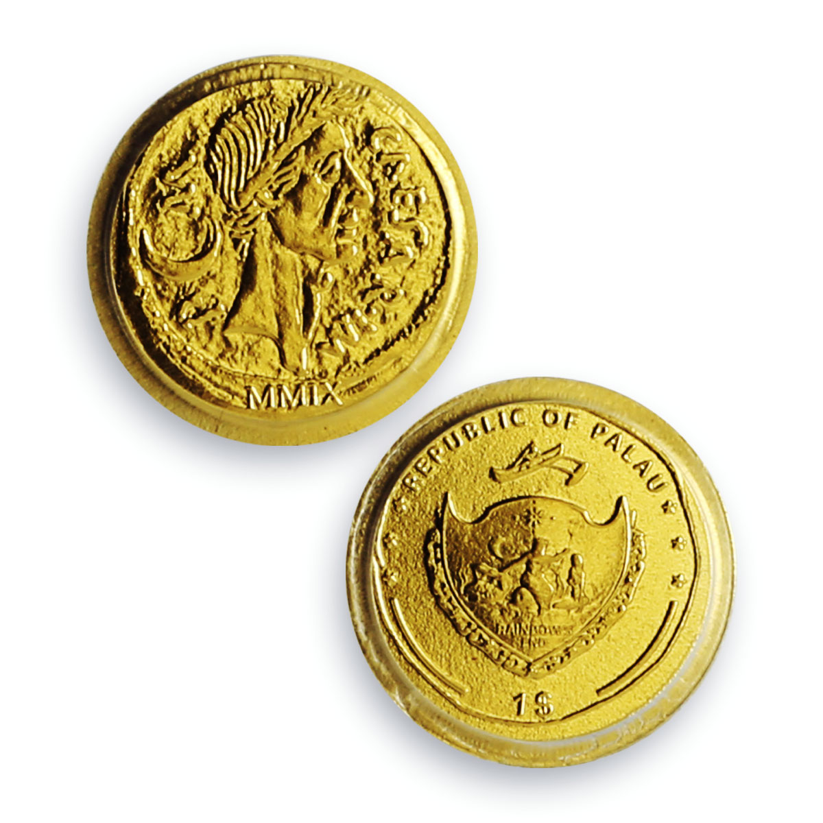Palau 1 dollar Rome Empire Emperor Caesar Politics MS70 PCGS gold coin 2009