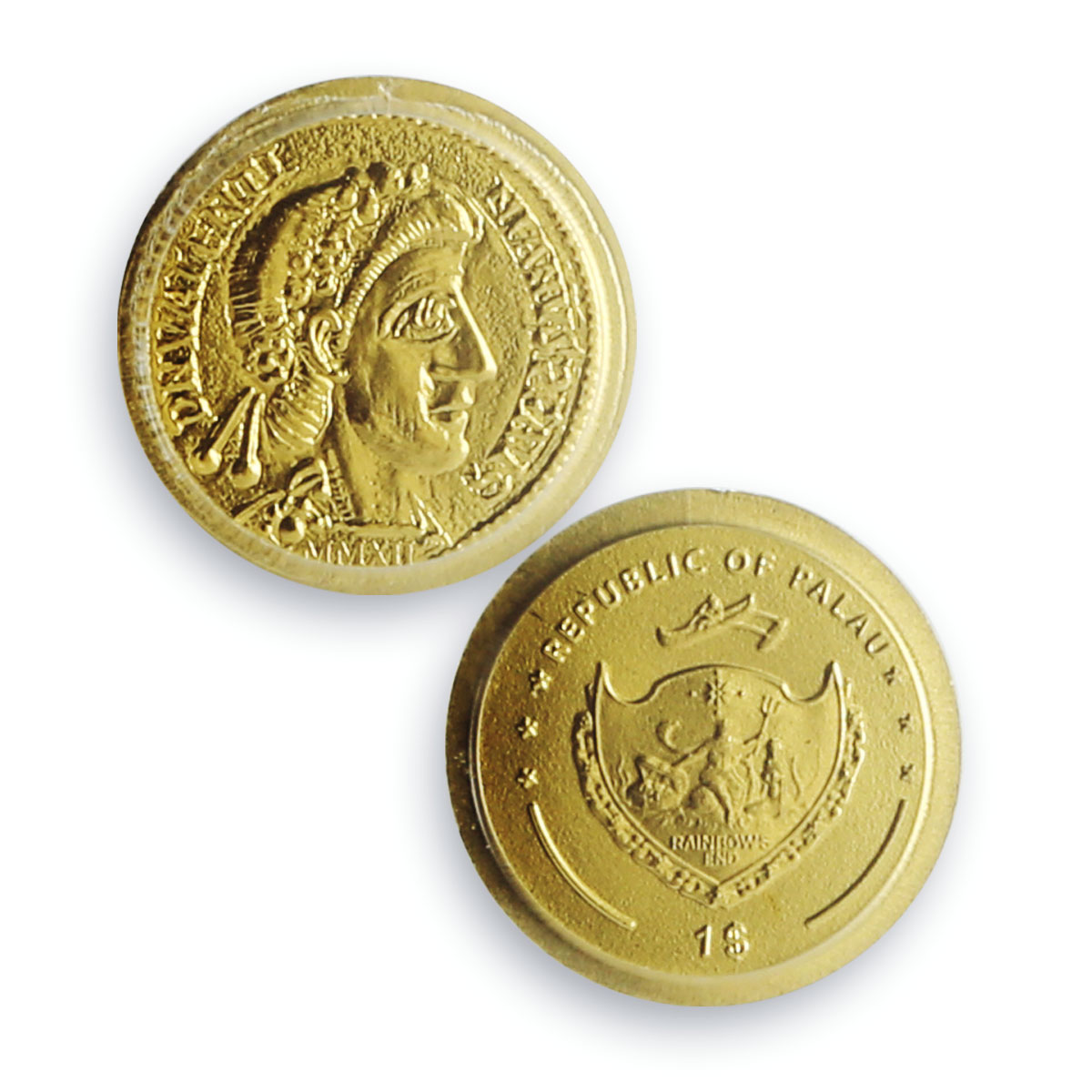 Palau 1 dollar Rome Empire Emperor Valentinian Politics MS69 PCGS gold coin 2012