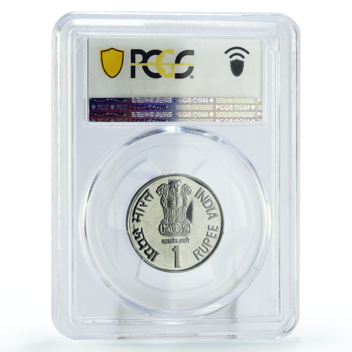India 1 rupee Jaya Prakash Narayan Centennial Politics PR67 PCGS CuFe coin 2002