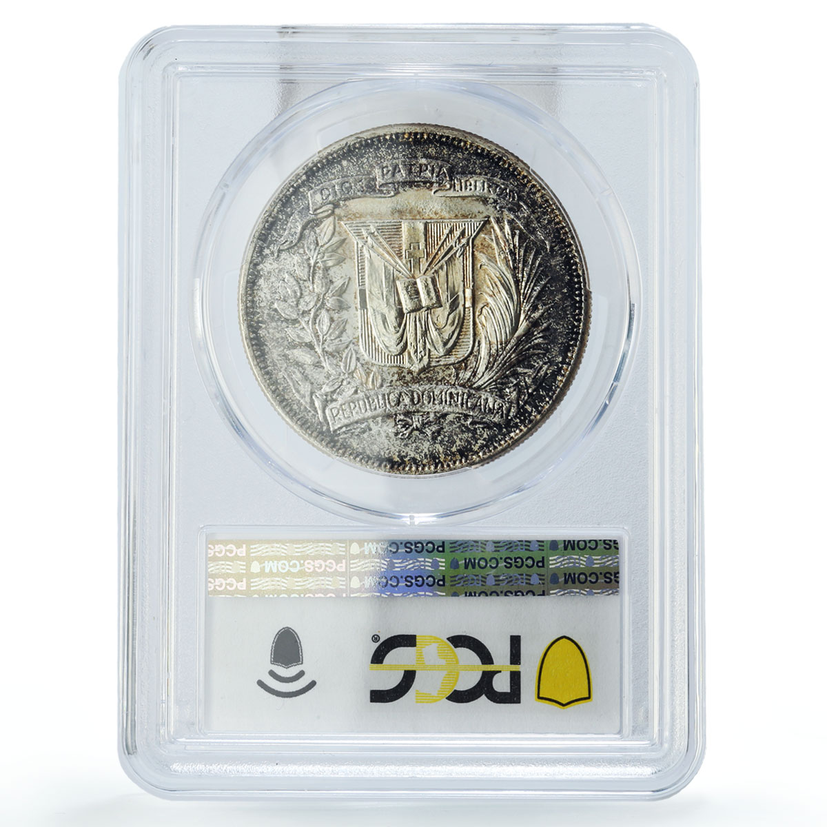 Dominican Republic 1 peso Trujillo Era Regime Coinage MS63 PCGS silver coin 1955