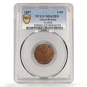 Great Britain 1 penny Regular Coinage Queen Victoria MS62 PCGS bronze coin 1887
