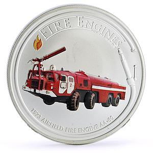 Cook Islands 1 dollar Fire Engines Cars Airfield Fire AA 60 silver coin 2006