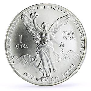 Mexico 1 onza Libertad Angel of Independence silver coin 1992