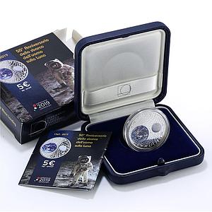 Italy 5 euro Lunar Moon Landing 50th Anniversary Space proof silver coin 2019