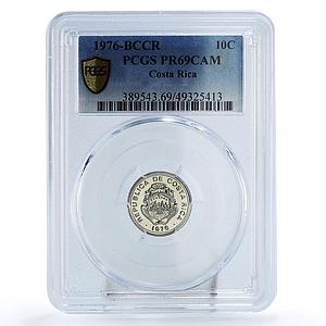 Costa Rica 10 centimos Regular Coinage BCCR KM-185.2 PR69 PCGS CuNi coin 1976