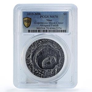Niue 1 dollar Meteorites Craters Copernicus Space MS70 PCGS silver coin 2019