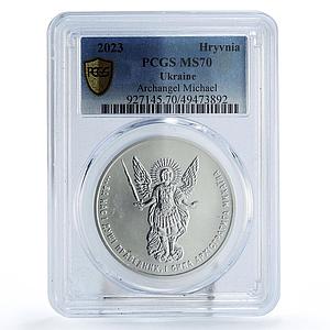 Ukraine 1 hryvnia Archangel Michael Archistratus MS70 PCGS silver coin 2023