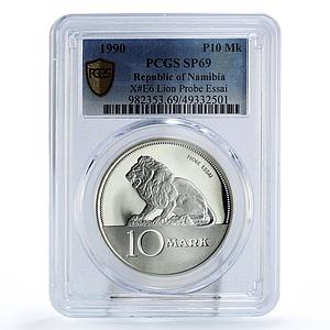 Namibia 10 mark Independence Lion TRIAL ESSAI X#E6 SP69 PCGS silver coin 1990