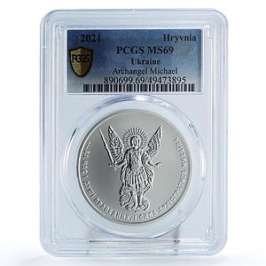 Ukraine 1 hryvnia Archangel Michael Archistratus MS69 PCGS silver coin 2021