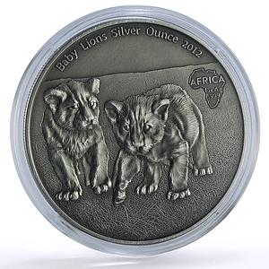 Congo 1000 francs African Ounce Wildlife Baby Lions Cubs Fauna silver coin 2012