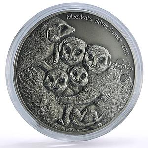 Congo 1000 francs African Ounce Wildlife Meerkats Fauna silver coin 2013