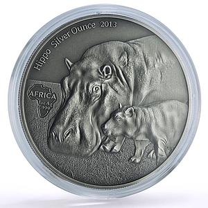 Congo 1000 francs African Ounce Wildlife Hippo Fauna silver coin 2013