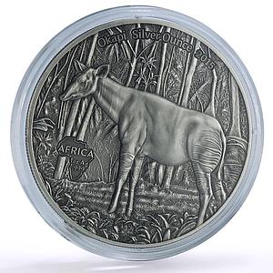 Congo 1000 francs African Ounce Wildlife Okapi Giraffe Fauna silver coin 2015