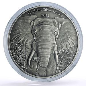 Gabon 1000 francs African Ounce Wildlife Elephant Fauna silver coin 2012