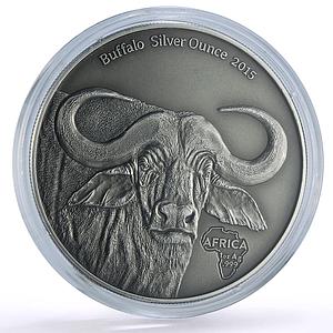 Gabon 1000 francs African Ounce Wildlife Buffalo Bull Fauna silver coin 2015