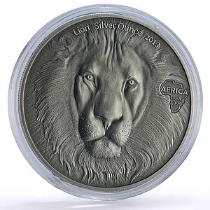 Ghana 5 cedis African Ounce Wildlife Lion Fauna silver coin 2013