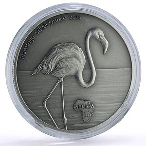 Ghana 5 cedis African Ounce Wildlife Flamingo Bird Fauna silver coin 2016