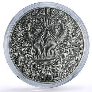 Ghana 5 cedis African Ounce Wildlife Gorilla Monkey Fauna silver coin 2015