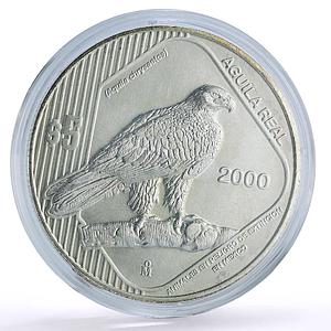 Mexico 5 pesos Conservation Wildlife Aguila Eagle Bird Fauna silver coin 2000