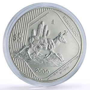 Mexico 5 pesos Conservation Wildlife Berrendo Antelope Fauna silver coin 2000
