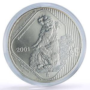 Mexico 5 pesos Conservation Wildlife Perrito Prairie Dog Fauna silver coin 2001