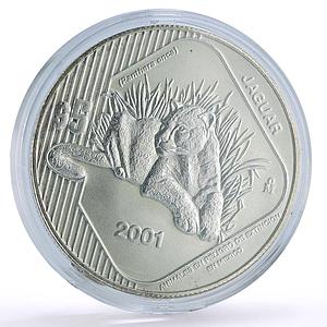 Mexico 5 pesos Conservation Wildlife Panthera Jaguar Cat Fauna silver coin 2001