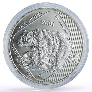 Mexico 5 pesos Conservation Wildlife Oso Negro Bear Fauna silver coin 2001