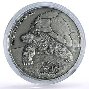 Tokelau 5 dollars Pacific Ounce Wildlife Giant Turtle Fauna silver coin 2013