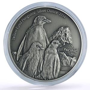 Tokelau 5 dollars Pacific Ounce Wildlife Penguins Fauna silver coin 2014