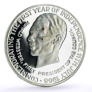 Anguilla 25 dollars Independence President Ronald Webster proof silver coin 1968