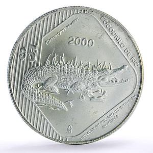 Mexico 5 pesos Conservation Wildlife Crocodile Fauna silver coin 2000