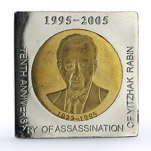 Somaliland 400 shillings Yitzhak Rabin Israel Politics proof bimetal coin 2005