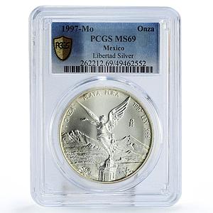 Mexico 1 onza Libertad Angel of Independence MS69 PCGS silver coin 1997