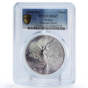 Mexico 1 onza Libertad Angel of Independence MS67 PCGS silver coin 1999