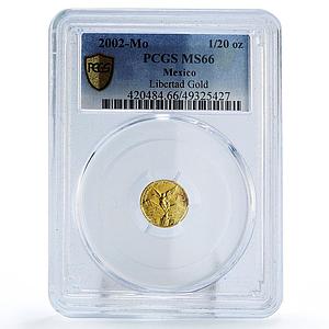 Mexico 1/20 onza Libertad Angel of Independence MS66 PCGS gold coin 2002
