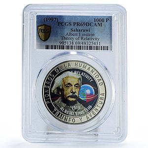 Saharawi 1000 pesetas Albert Einstein Relativity Theory PR69 PCGS CuNi coin 1997