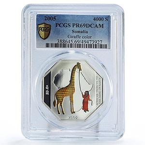 Somalia 4000 shillings Zheng He Voyage Giraffe Fauna PR69 PCGS silver coin 2005