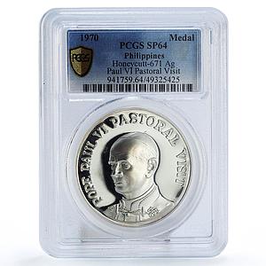 Philippines Pope Paul VI Papal Visit Politics SP64 PCGS silver medal coin 1970