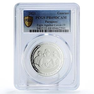 Paraguay 1 guarani Fight Against Covid 19 Epidemic PR69 PCGS silver coin 2021