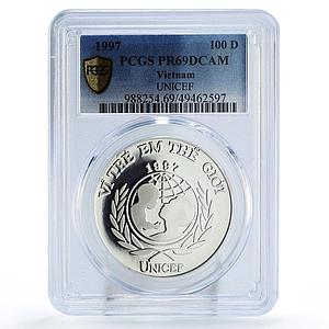 Vietnam 100 dong UNICEF Save the Children Child Year PR69 PCGS silver coin 1997