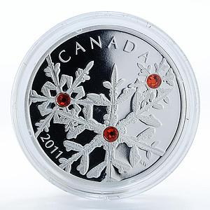 Canada 20 dollars Crystal Snowflake Hyacinth Red silver proof coin 2011