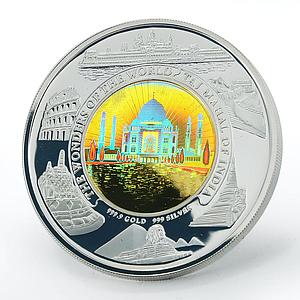 Cambodia 10000 riels Taj Mahal bimetal hologram silver coin 2005 -- 2006