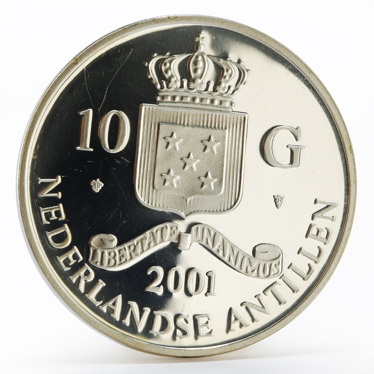 Netherlands Antilles 10 gulden Isabella and Albrecht gilded silver coin 2001